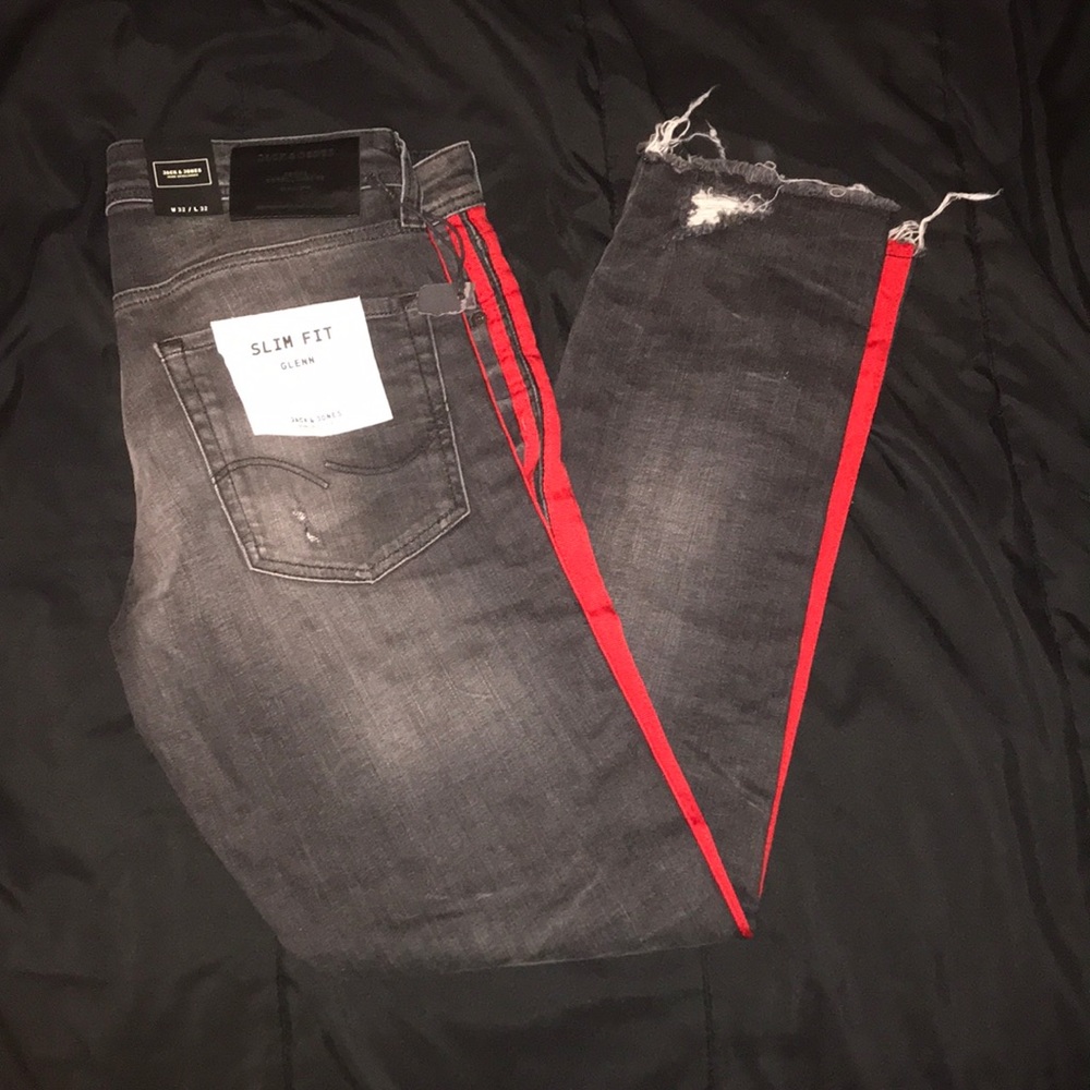 Jack & Jones Slim Fit/Glenn Stripped Ripped Jeans